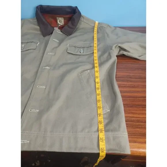 Vintage 90s Marlboro Mens XL Flannel Lined Leather Collar Trucker Jacket Gray